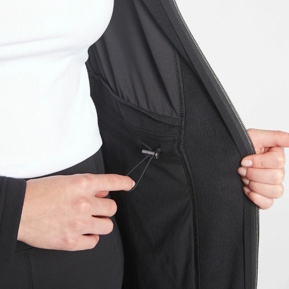 Athleta Black Hooded Full Zip Longline Athleisure Jacket Women's Size XS - Picture 4 of 11